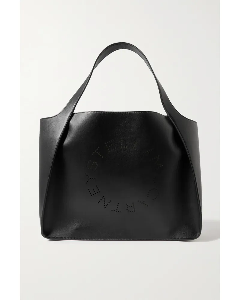 Stella McCartney Net Sustain Medium Perforated Vegetarian Leather Tote - Black Black