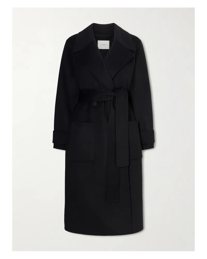 Joseph Arlina Belted Wool And Cashmere-blend Coat - Black Black