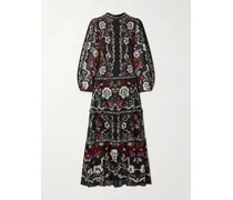 Floral-print Chiffon Maxi Dress - Black