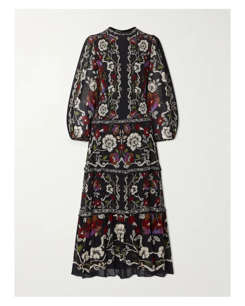 FARM Rio Floral-print Chiffon Maxi Dress - Black Black