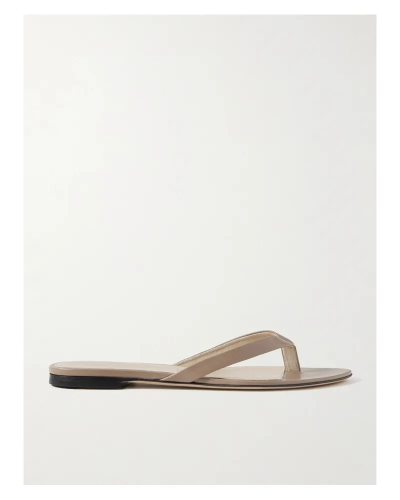 The Row Sacha Leather Flip Flops - Gray Gray