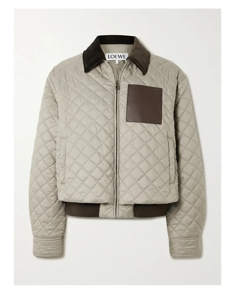 Loewe Jacke Aus Gestepptem Shell Mit Besätzen Aus Leder Und Cord - Grau Grau