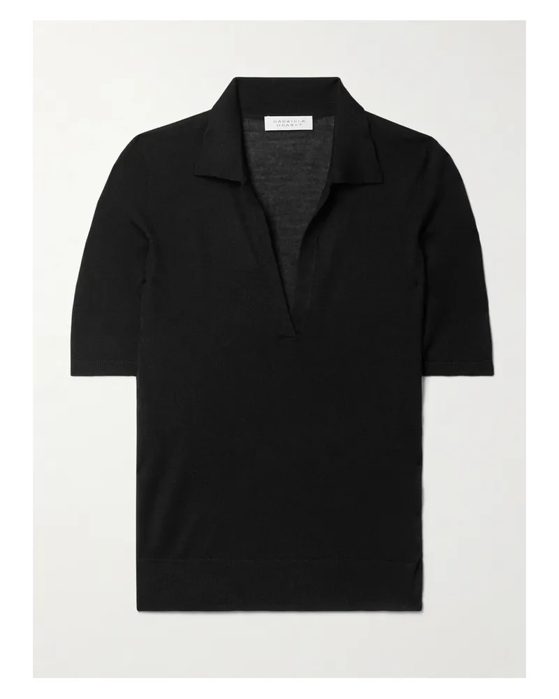 Gabriela Hearst Frank Cashmere And Silk-blend Polo Shirt - Black Black