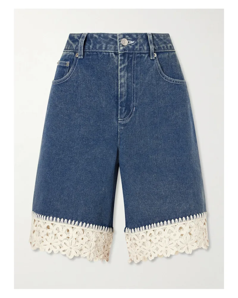 Sea Stasia Crochet-knit Denim Shorts - Blue Blue