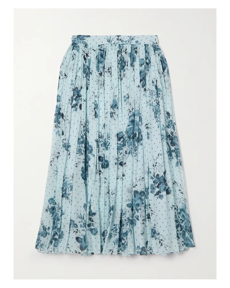 Erdem Midirock Aus Krepon Mit Blumenprint Und Falten - Blau Blau