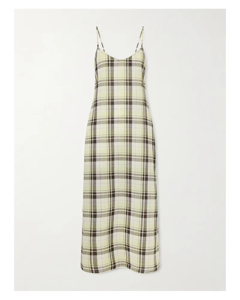 Proenza Schouler Evelyn Maxikleid Aus Kariertem Voile In Knitteroptik Zum Binden - Grün Grün