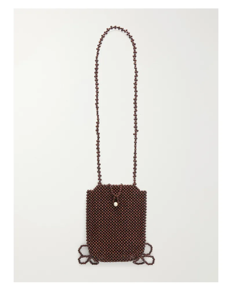 Christophe Lemaire Grigri Wooden-bead Crossbody Bag - Brown Brown