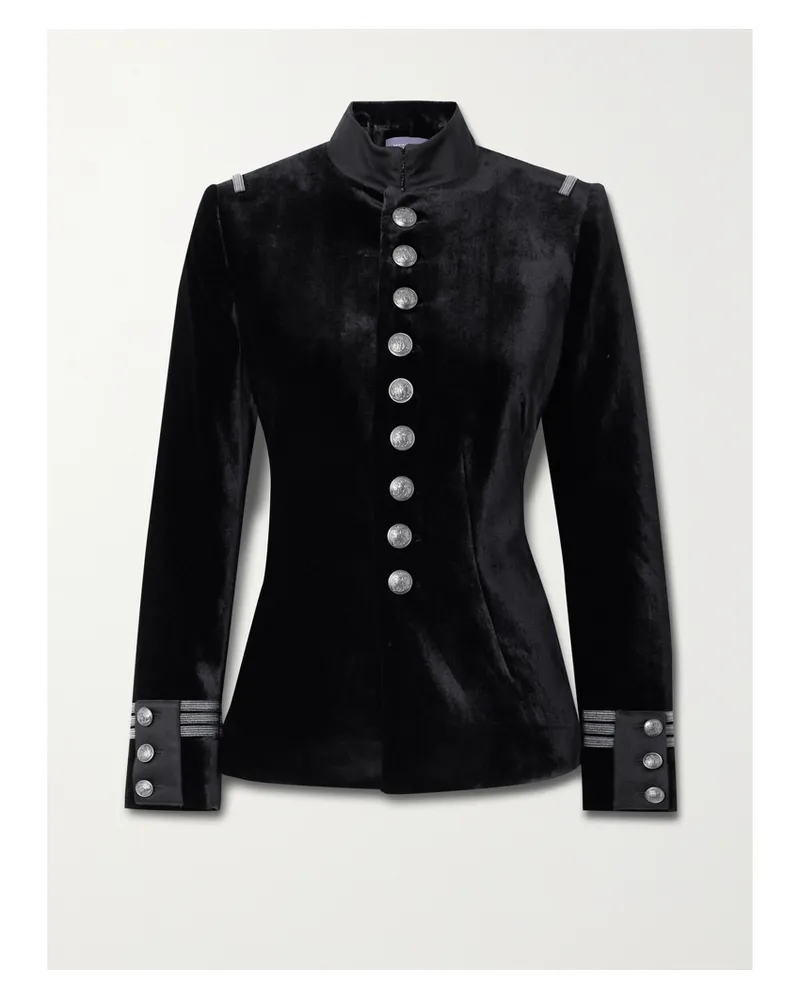 Ralph Lauren Wilmington Jacke Aus Cady Aus Stretch-wolle Mit Verzierungen - Schwarz Schwarz