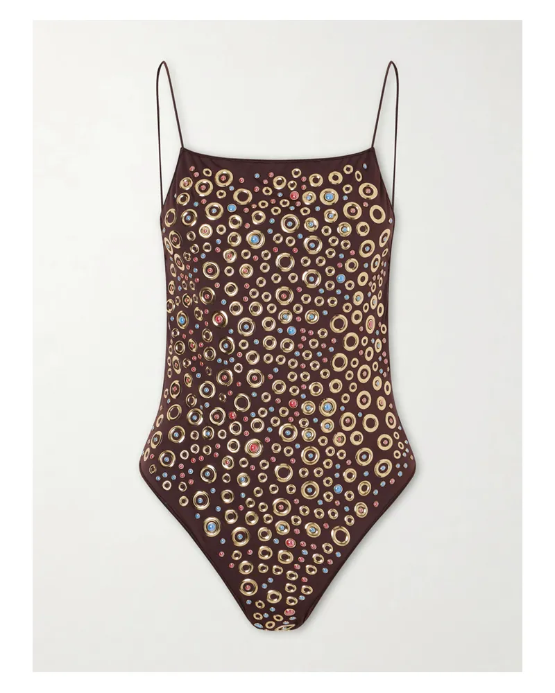 Oséree Studded Swimsuit - Brown Brown