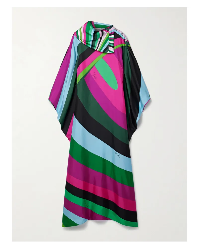 Emilio Pucci Kaftan aus Seiden-twill mit Streifen Mehrfarbig