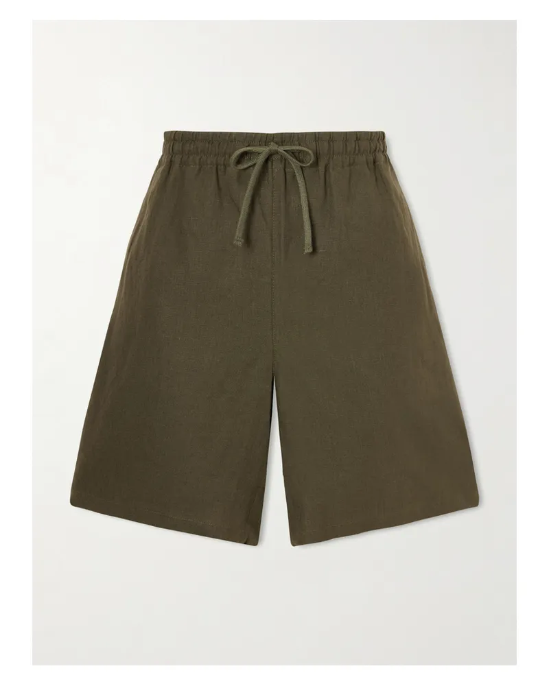 Aimé Leon Dore Linen Shorts - Green Green
