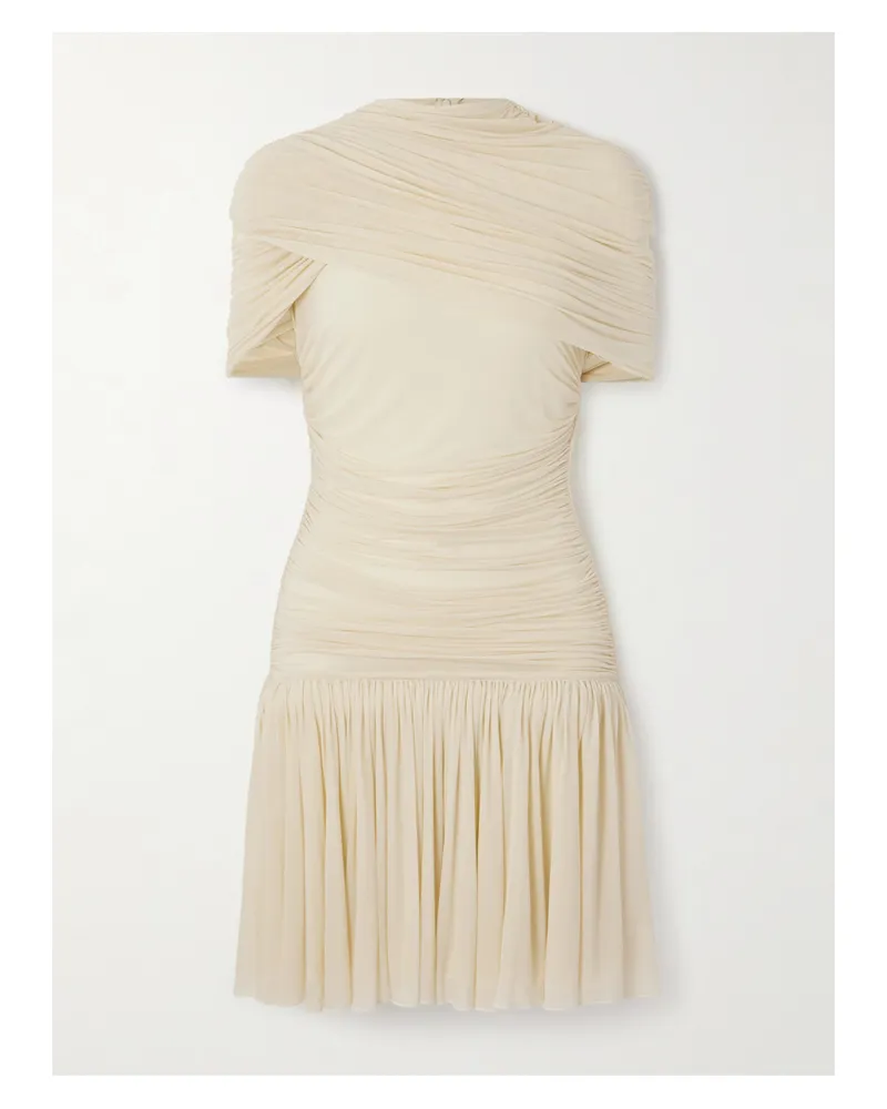 Magda Butrym Minikleid Aus Jersey Mit Raffungen Und Cape-effekt - Neutral Neutral