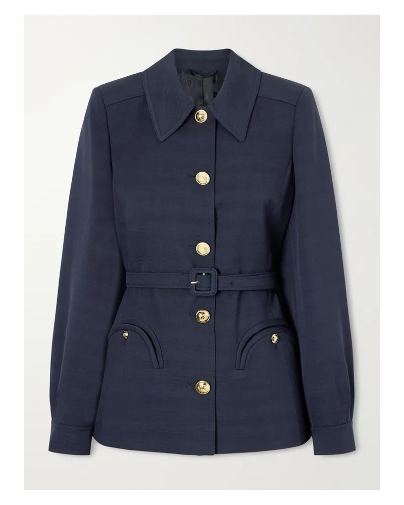 Blazé Milano Genesis Paint Belted Woven Jacket - Blue Blue