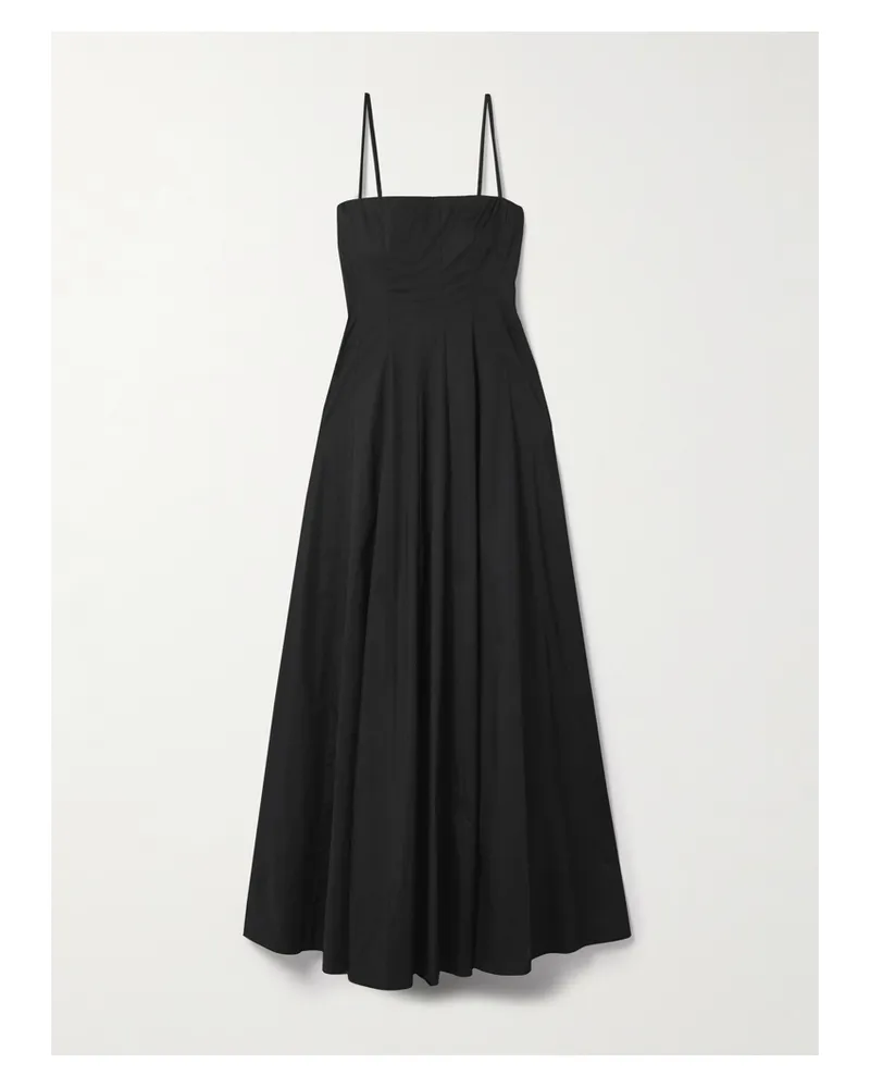 STAUD Wylie Maxikleid Aus Popeline Aus Einer Baumwollmischung - Schwarz Schwarz
