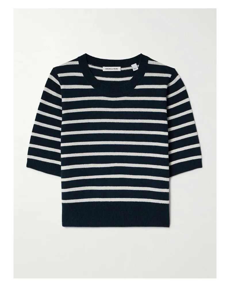Veronica Beard Shana Gestreifter Kaschmirpullover - Blau Blau