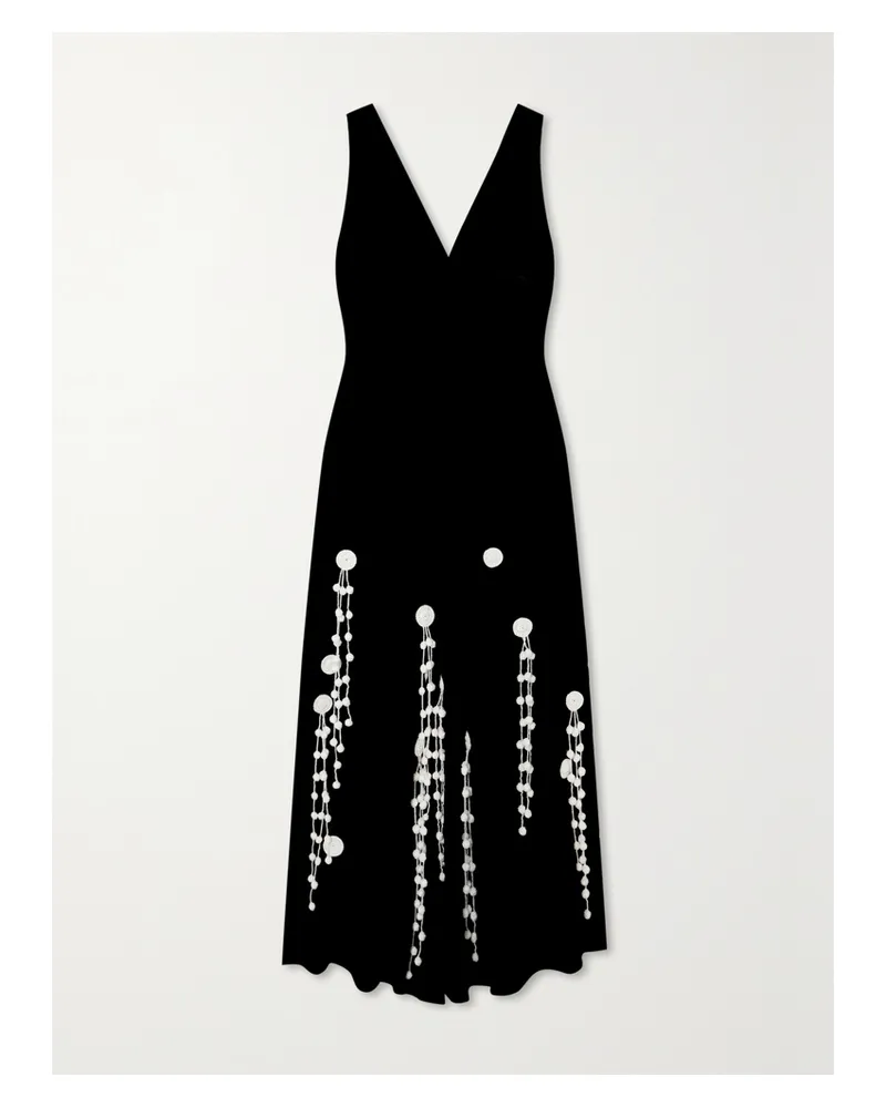 Proenza Schouler Maxikleid Aus Samt Mit Applikationen Und Popelinebesätzen - Schwarz Schwarz