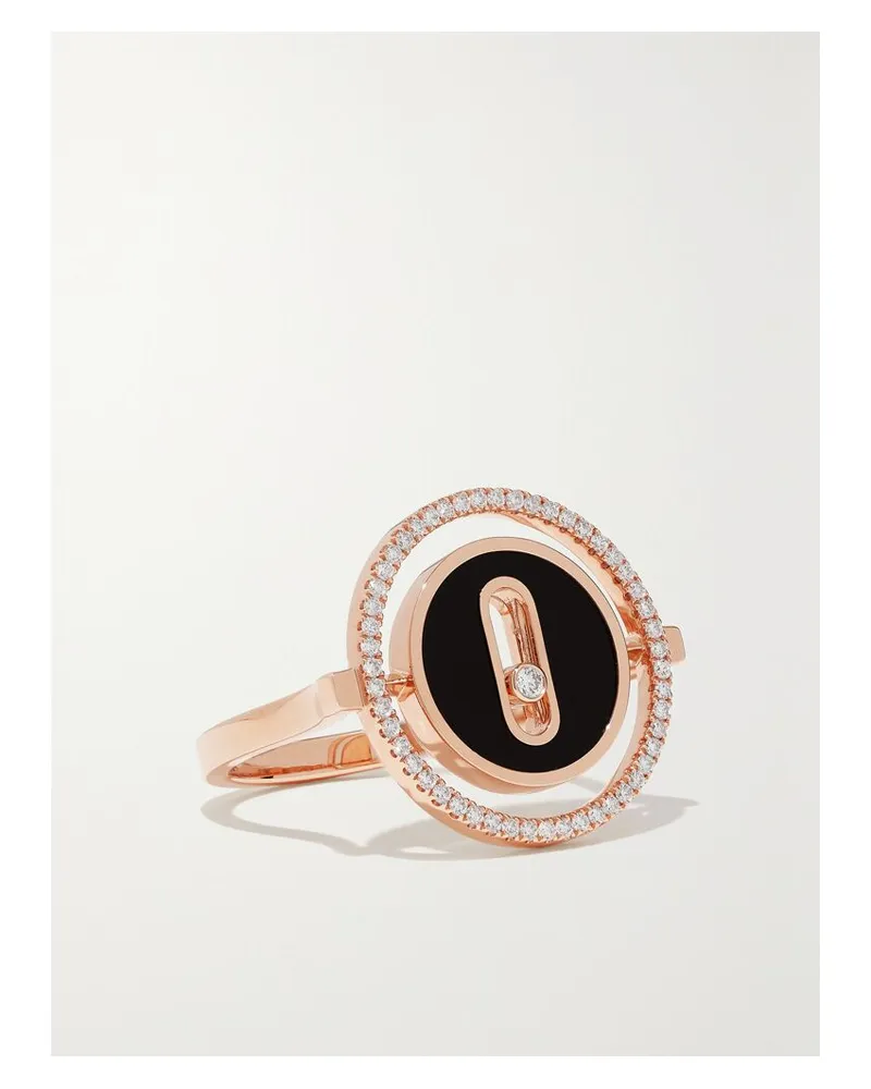 Messika Lucky Move Ring Aus 18 Karat Roségold Mit Onyx Und Diamanten Gold