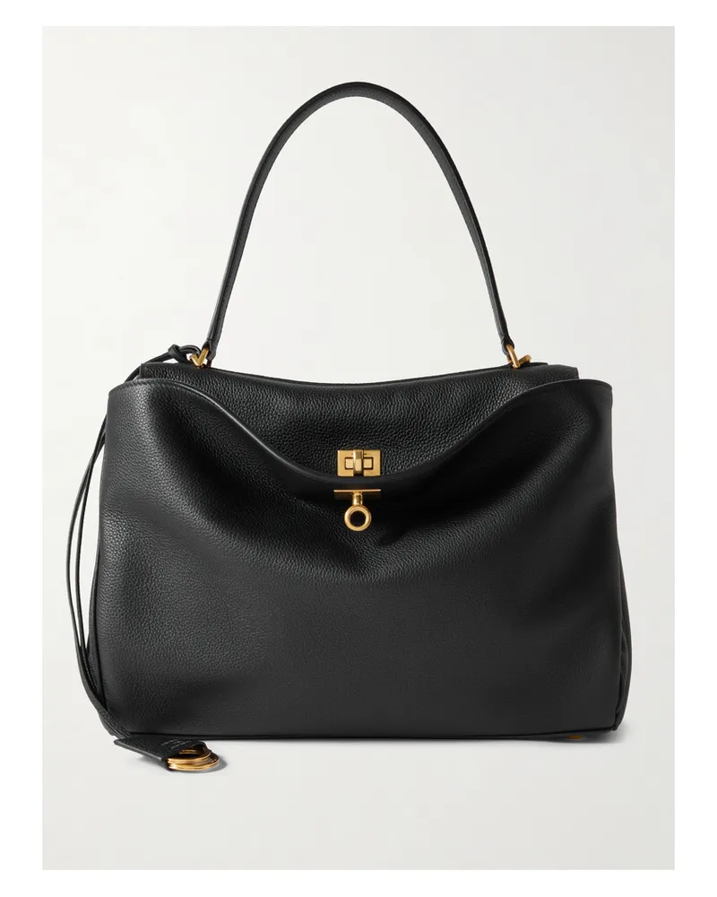 Balenciaga Rodeo Medium Textured-leather Shoulder Bag - Black Black