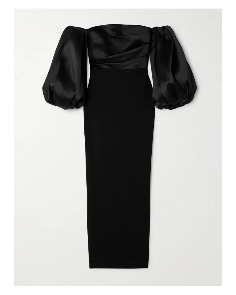 Solace London Carmen Schulterfreie Robe Aus Crêpe Und Glänzendem Twill - Schwarz Schwarz