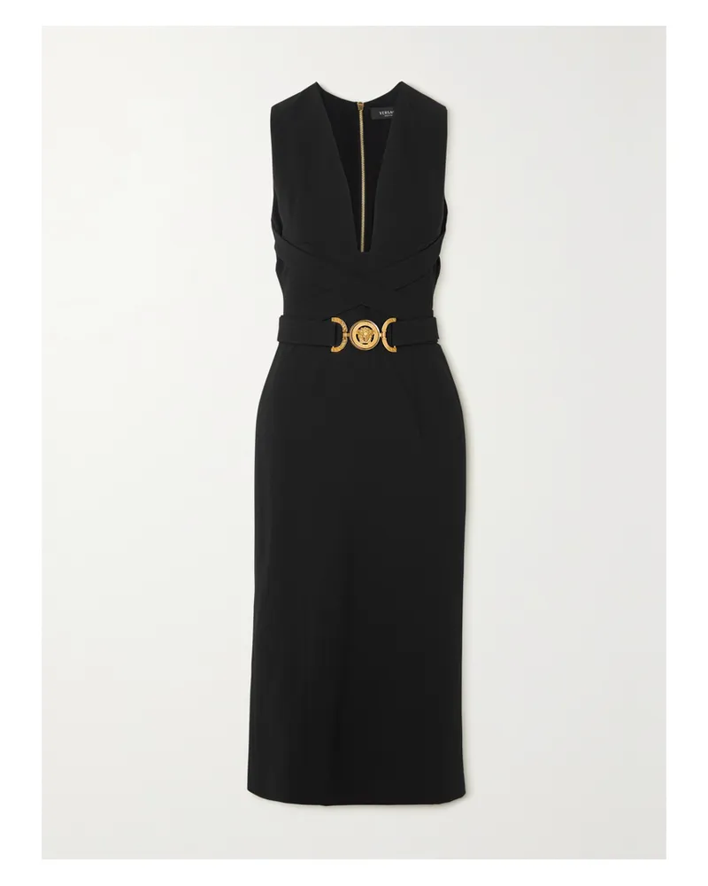 Versace Midikleid Aus Crêpe Mit Gürtel - Schwarz Schwarz