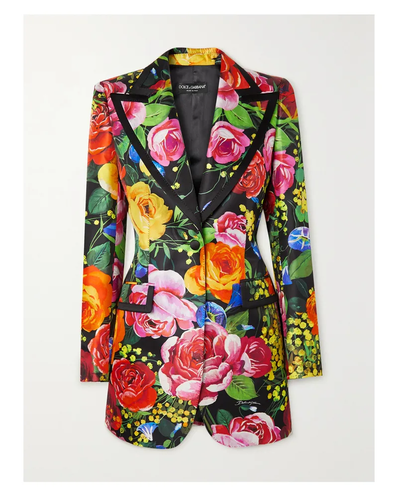 Dolce & Gabbana Blazer Aus Satin Aus Einer Seidenmischung Mit Blumenprint - Grün Grün