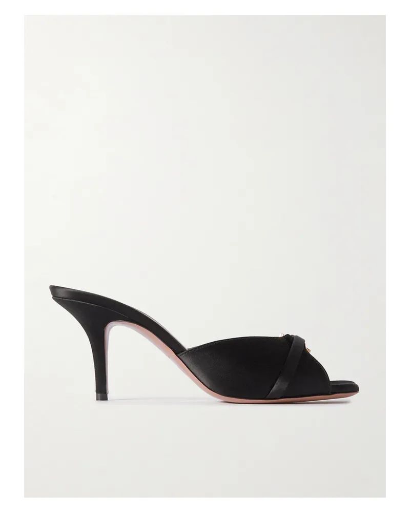 Malone Souliers Patricia 70 Mules Aus Satin Mit Kristallen - Schwarz Schwarz