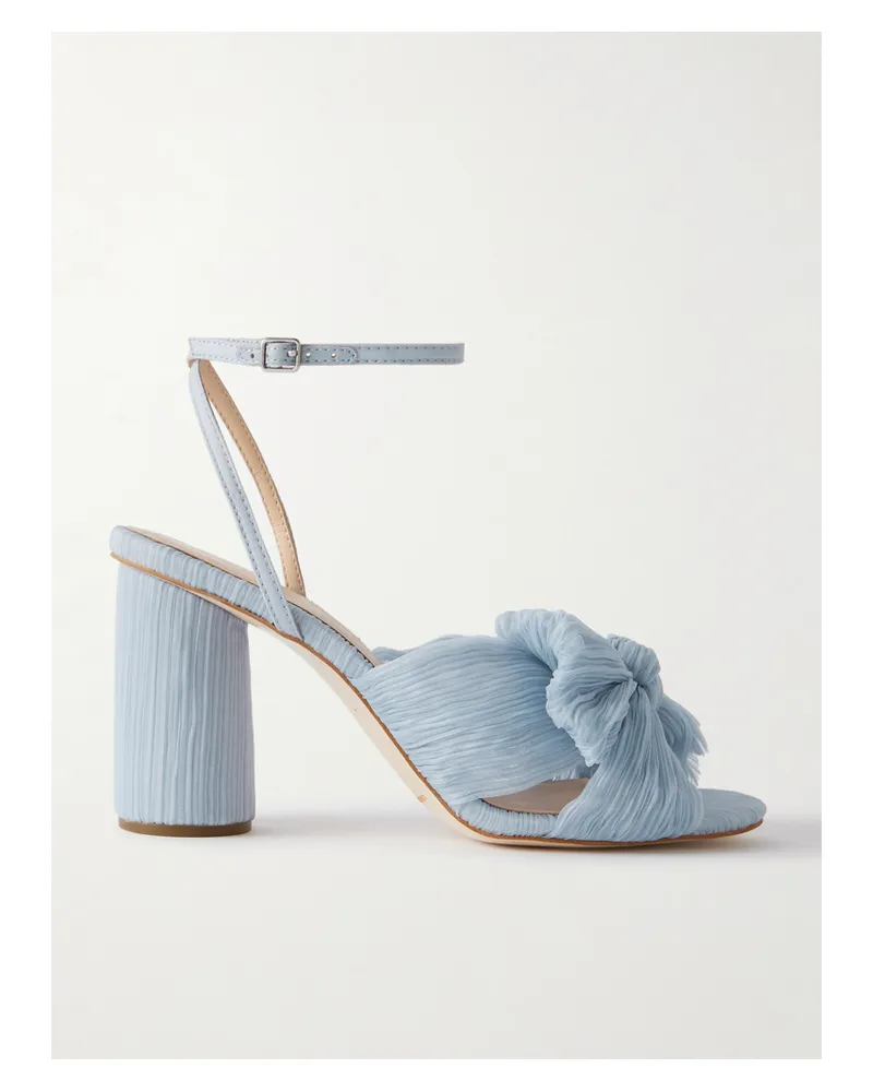 Loeffler Randall Camellia Bow-embellished Plissé-organza Sandals - Blue Blue