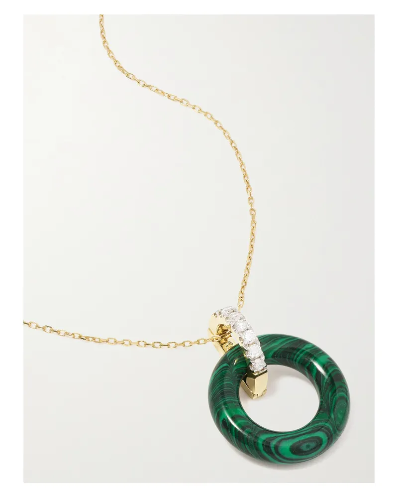 MATEO Donut 14-karat Gold, Malachite And Diamond Necklace - Green Green