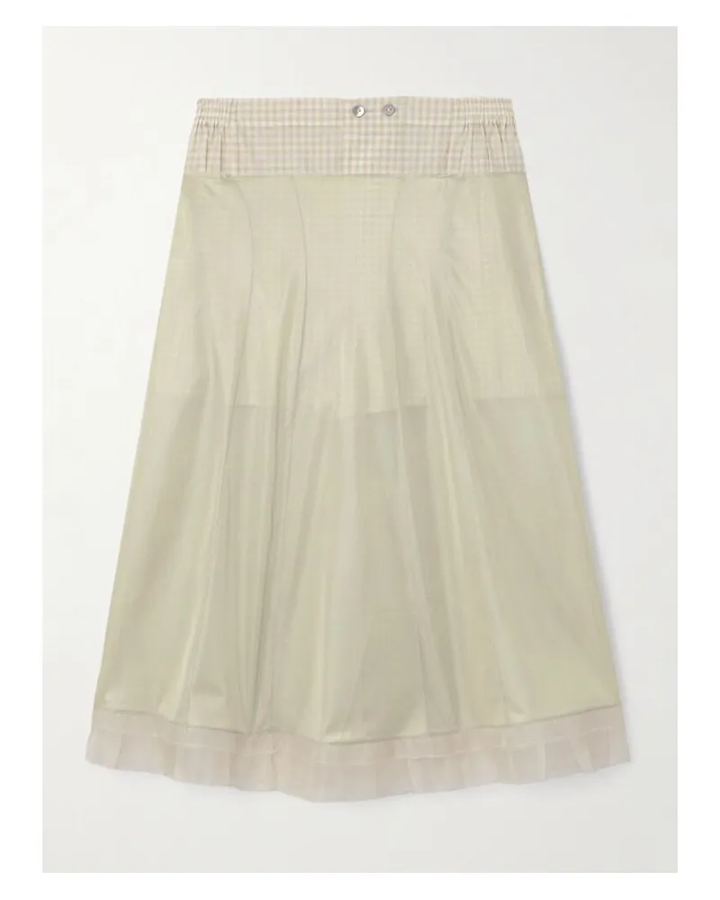 Maison Margiela Mehrlagiger Rock Aus Chiffon Und Karierter Baumwolle - Weiß Weiß