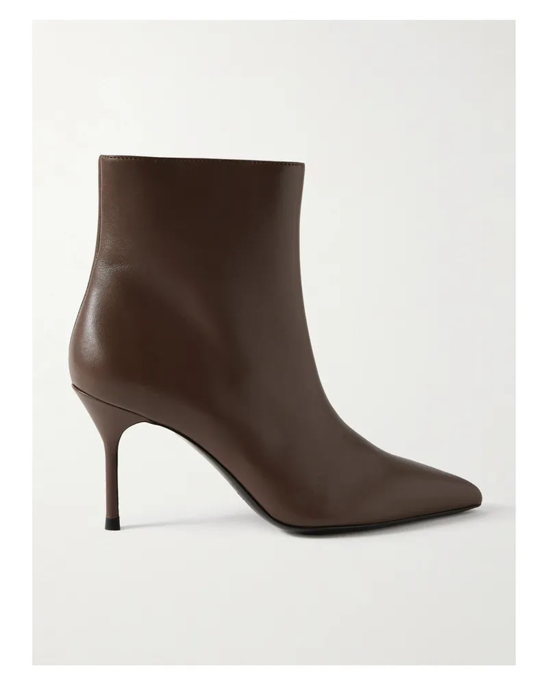 STAUD Sebastian Leather Ankle Boots - Brown Brown