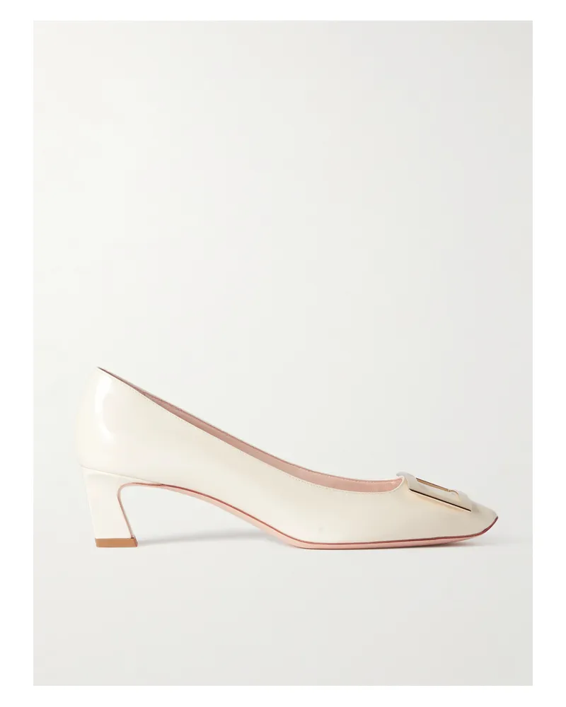 Roger Vivier Decollete Trompette 45 Patent-leather Pumps - Neutrals Neutrals