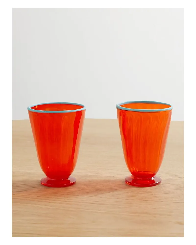 La DoubleJ Rainbow Set Aus Zwei Bechern Aus Muranoglas - Orange Orange