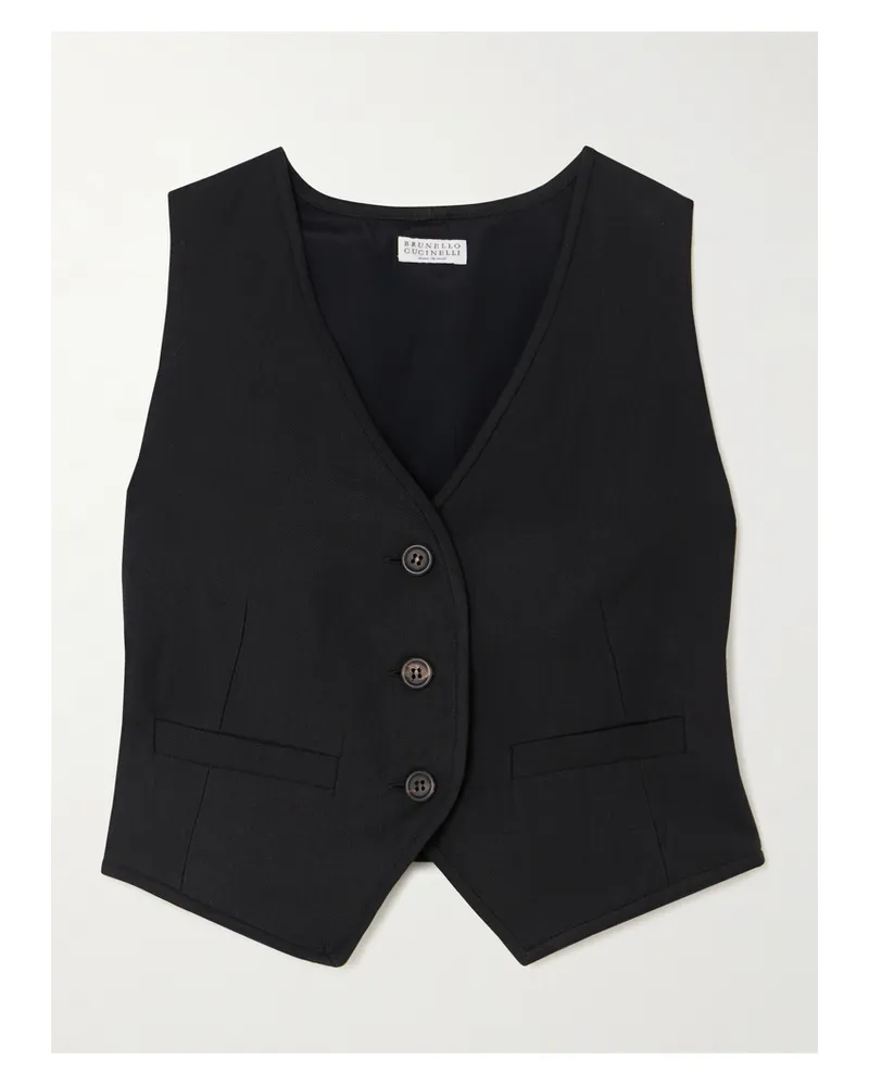 Brunello Cucinelli Weste Aus Twill - Schwarz Schwarz