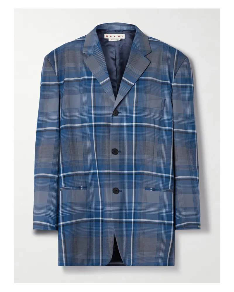 Marni Oversized-blazer Aus Kariertem Webstoff - Blau Blau