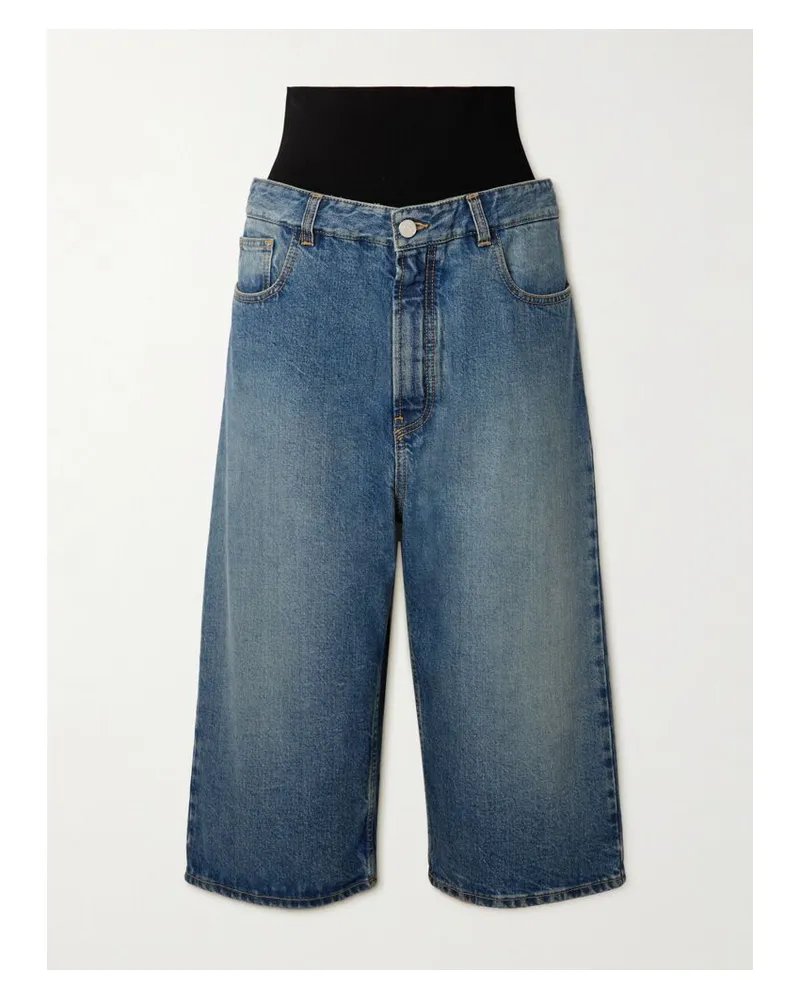 Alaïa Jeansshorts Mit Besatz Aus Jersey - Blau Blau