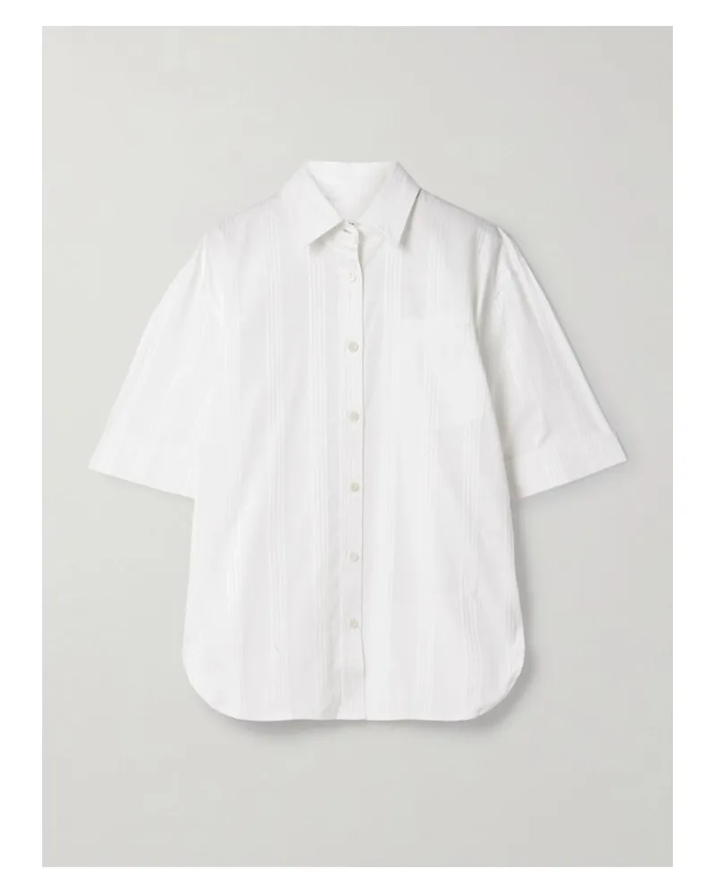 Maria Mcmanus Oversized-hemd Aus Gestreiftem Biobaumwoll-jacquard - Weiß Weiß