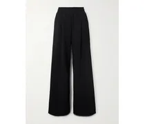 The Extra Wide Leg Hose Mit Weitem Bein Und Falten Aus Doublesoft®-material - Schwarz