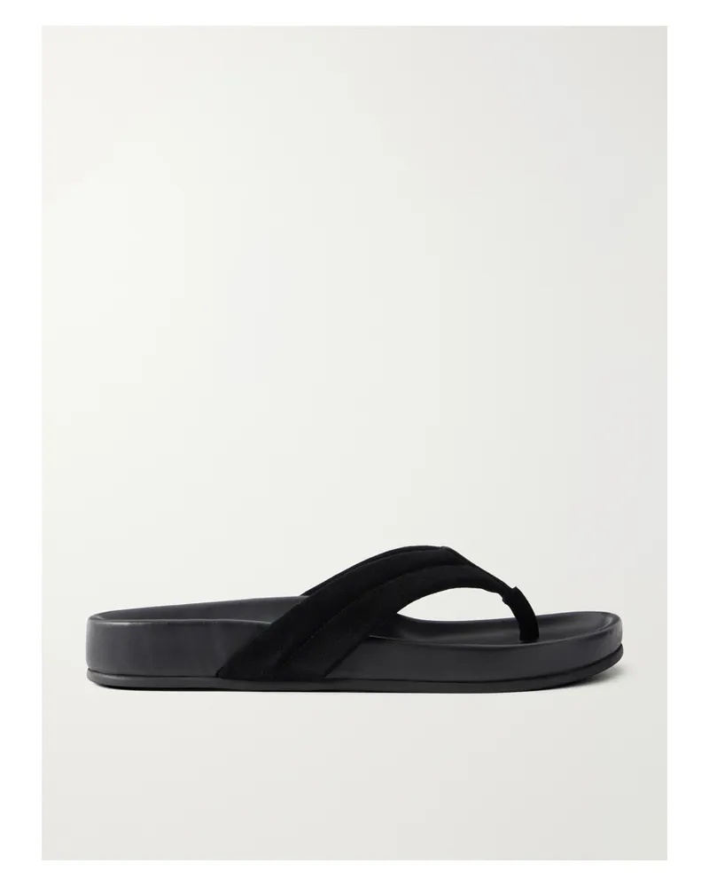 St. Agni Suede Platform Thong Sandals - Black Black