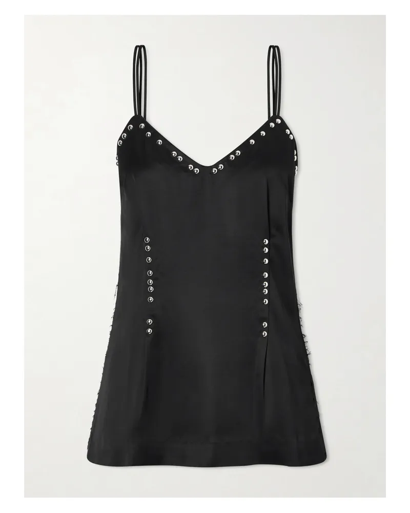 Wales Bonner Iris Top Aus Satin Mit Nieten Und Fransen - Schwarz Schwarz