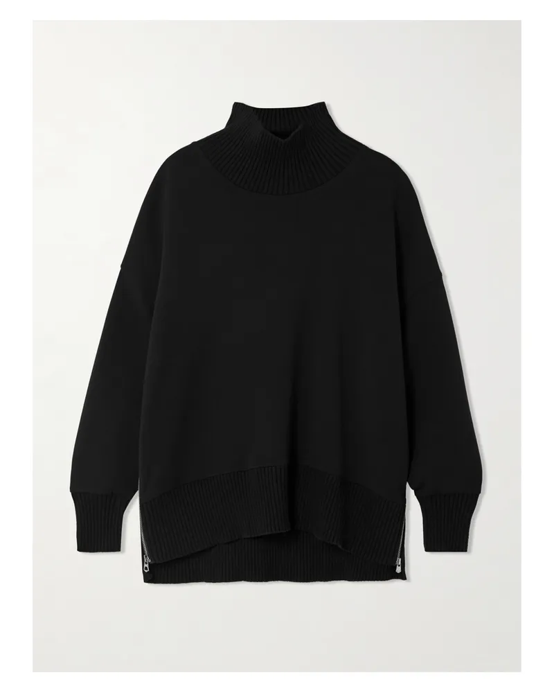 Varley Barker Oversized-sweatshirt Aus Stretch-jersey Mit Reißverschlüssen Und Stehkragen - Schwarz Schwarz