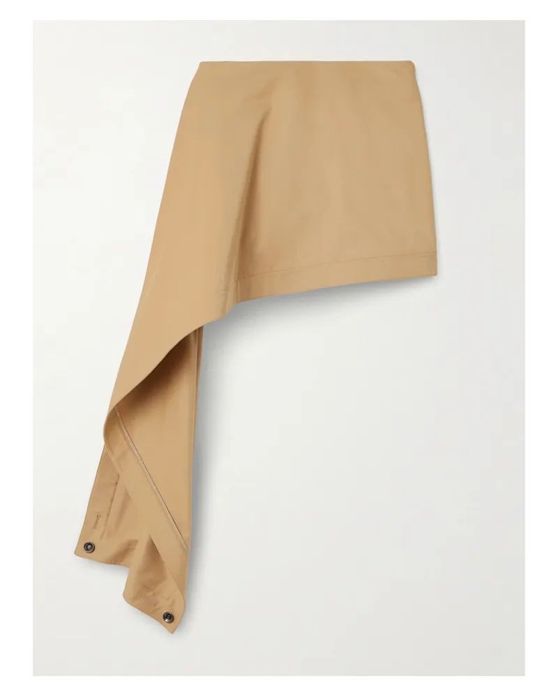 Loewe Asymmetric Cotton And Silk-blend Mini Skirt - Neutrals Neutrals