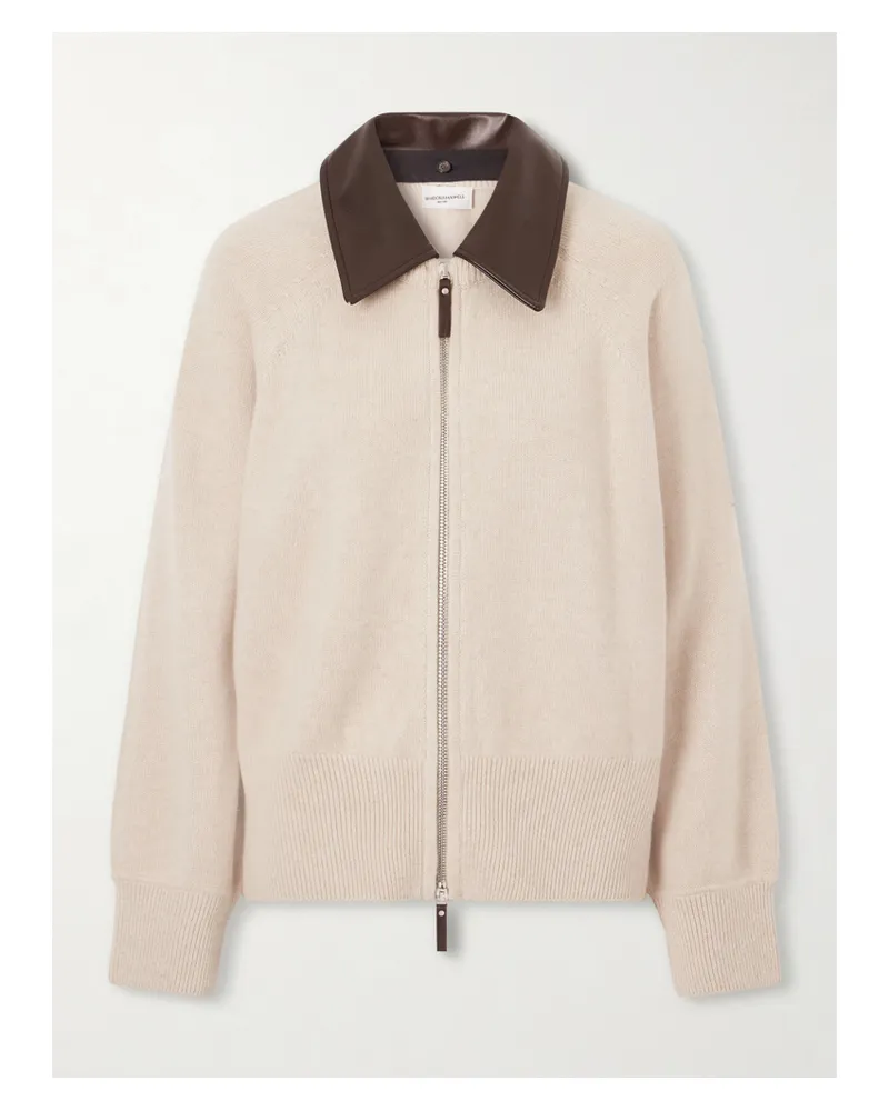 Brandon Maxwell Conrad Leather-trimmed Recycled-cashmere Jacket - Neutrals Neutrals