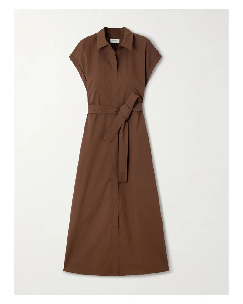 Matteau Midi-hemdblusenkleid Aus Biobaumwollpopeline Mit Bindegürtel - Braun Braun