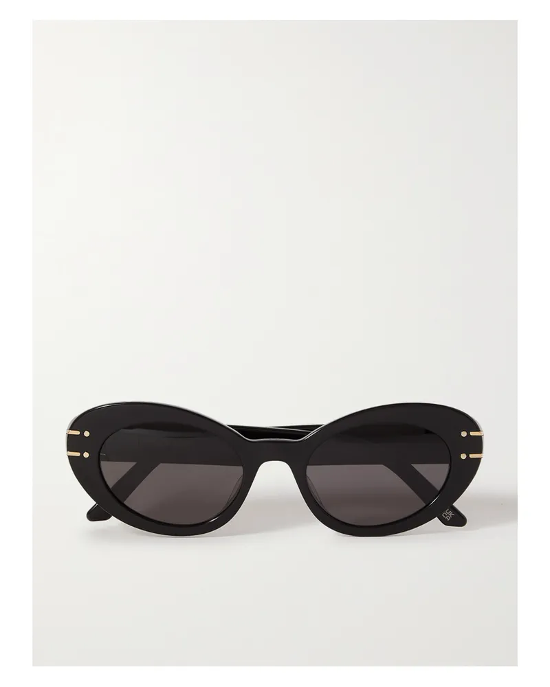 Dior Signature Cat-eye-sonnenbrille Aus Azetat Mit Goldfarbenen Details - Schwarz Schwarz