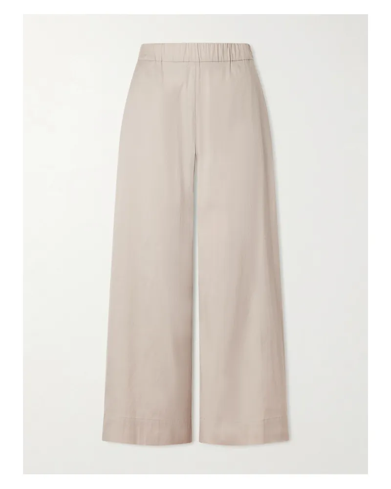 Max Mara Pece Cotton-blend Wide-leg Pants - Neutrals Neutrals