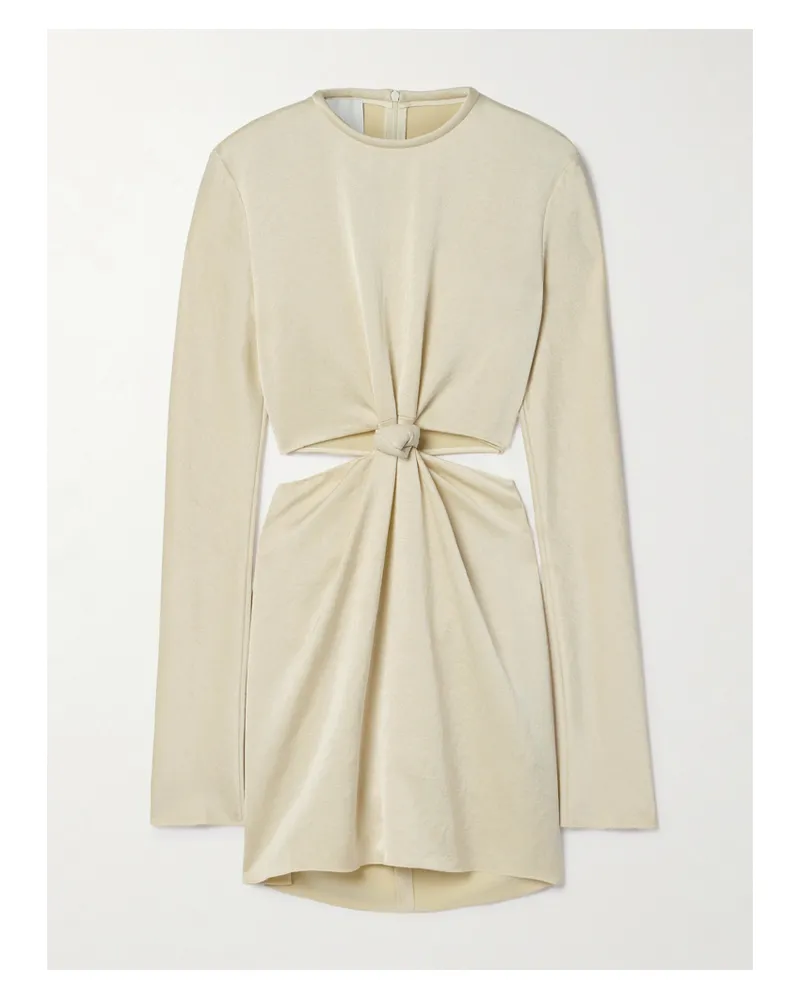Nanushka Tazia Minikleid Aus Gehämmertem Satin Mit Velourslederbesatz Und Cut-outs - Creme Creme