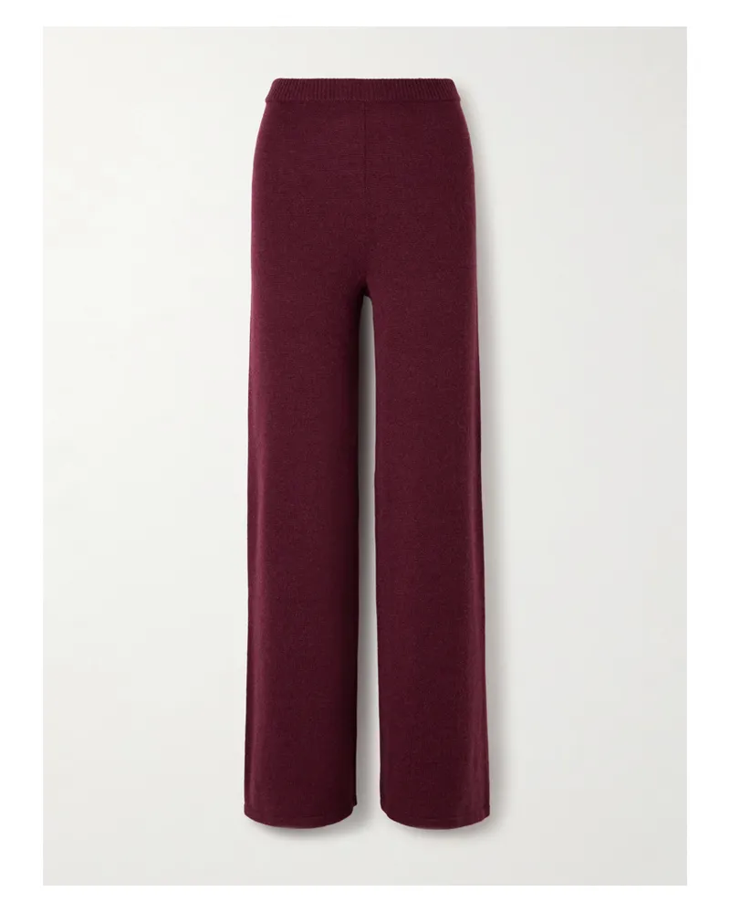 The Elder Statesman Juniper Cashmere Wide-leg Pants - Burgundy Burgundy