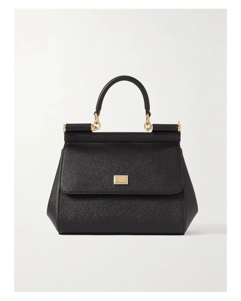 Dolce & Gabbana Sicily Kleine Schultertasche Aus Strukturiertem Leder - Schwarz Schwarz