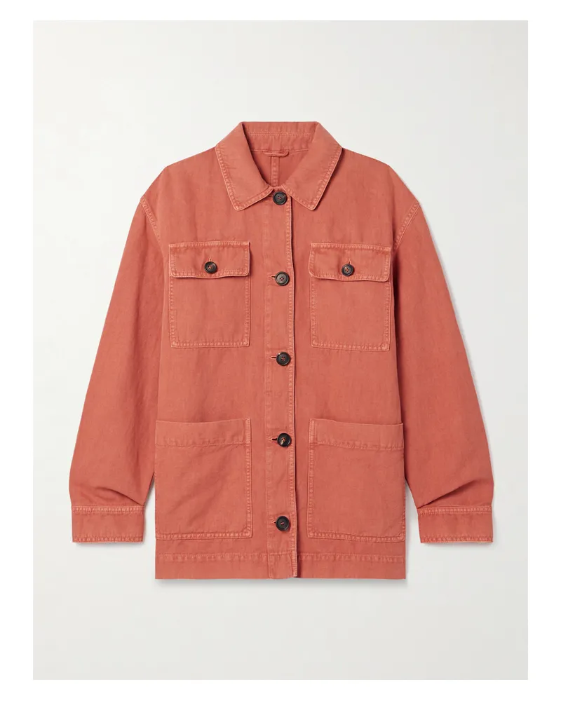Brunello Cucinelli Jacke Aus Twill Aus Einer Baumwoll-leinenmischung - Orange Orange