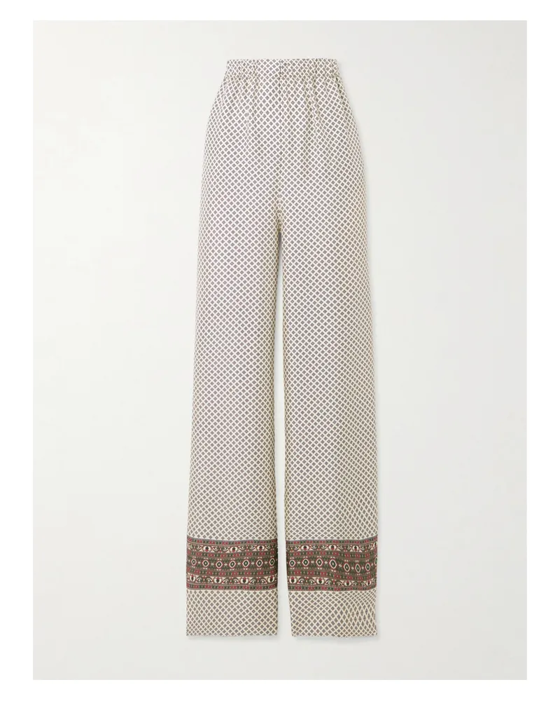 Loro Piana Valerio Printed Silk-twill Wide-leg Pants - Neutrals Neutrals